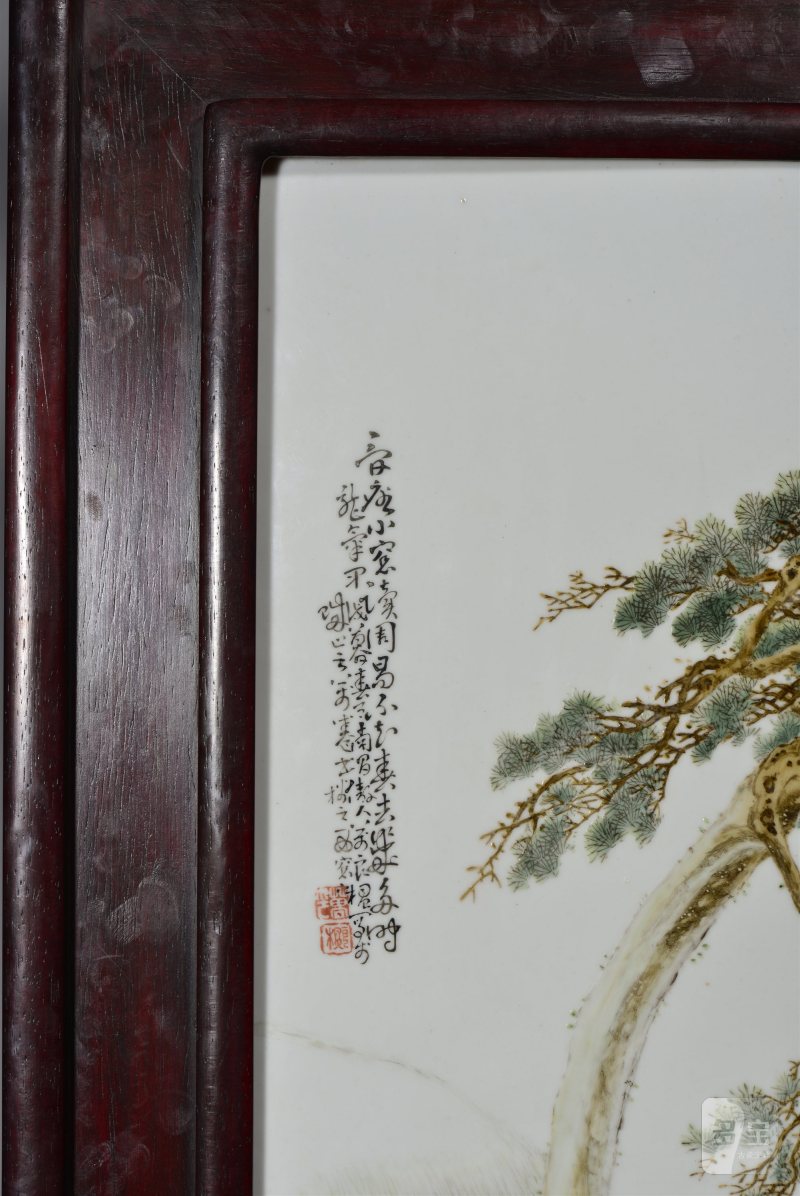 民国 万云岩粉彩人物瓷板 - 图3